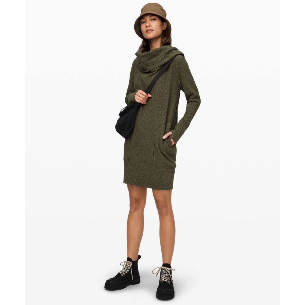Lululemon Along The Way Dress in Heathered Dark Olive